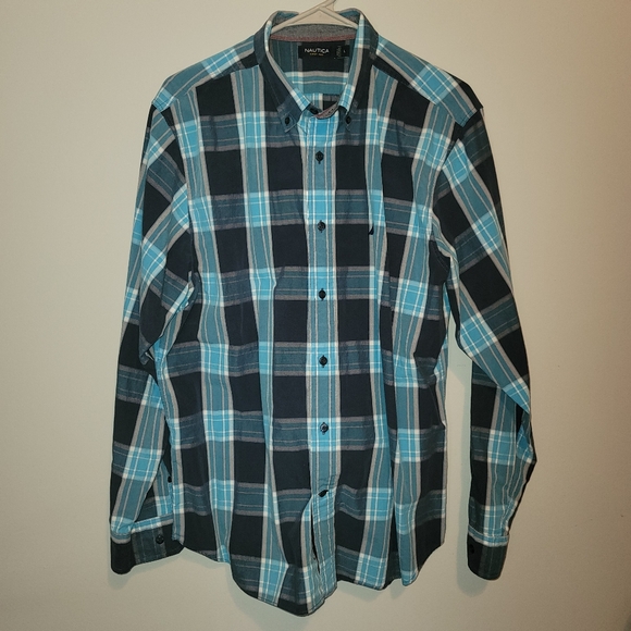 Nautica Long Sleeve Blue Button Down Shirt Size Large - Picture 3 of 7